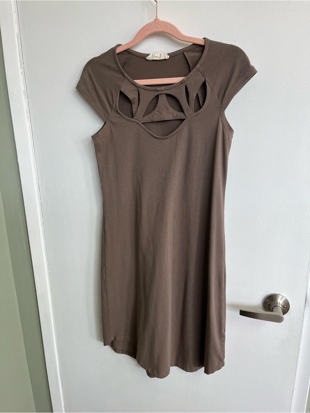 Synergy Organic Clothing Brown Cutout Neck Mini Dress